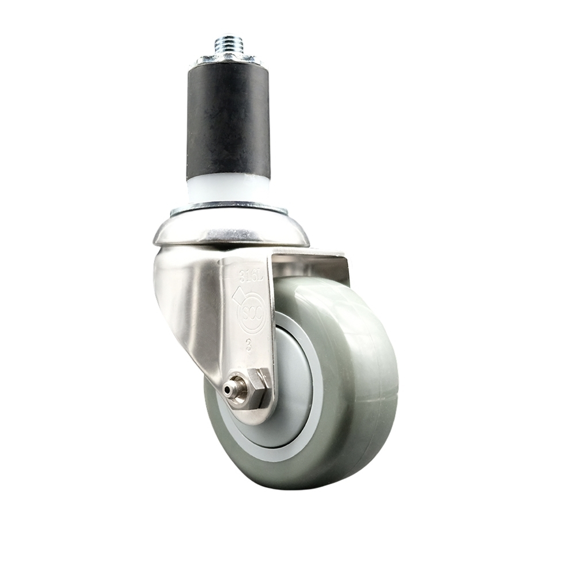 Service Caster, 3 1/2in. x 1 1/4in. Stem Caster, Wheel Diameter 3.5 in, Caster Type Swivel, Package (qty.) 1, Model# SCC-SS316EX20S3514-PPUB-112